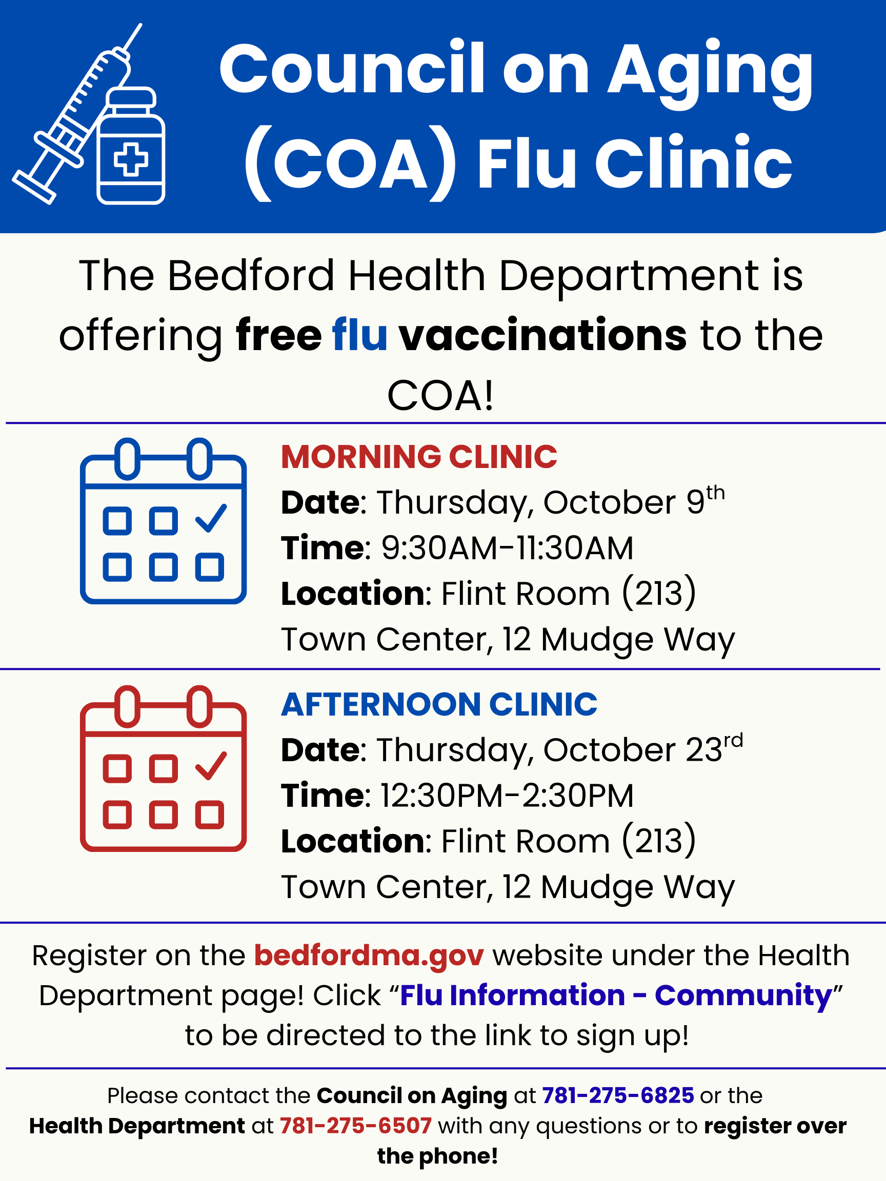 Council on Aging (COA) Flu Clinic Flyer 2025 PNG